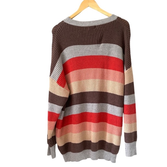 NWOT Pink Lily Multi-Colored Striped Tunic Sweater XXL - Picture 5 of 5